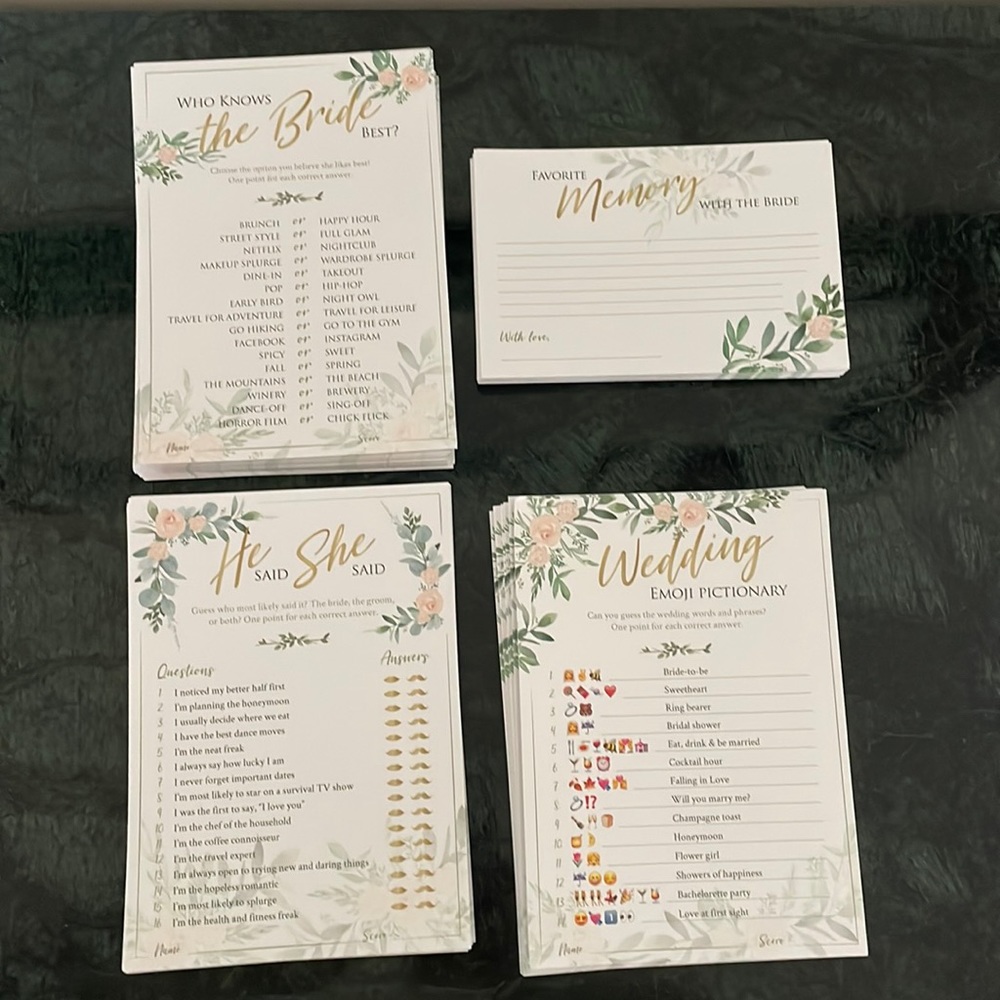 Bridal Shower Games Bundle • 50 of each game